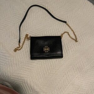 Tory Burch Black Crossbody Bag with Gold Chain